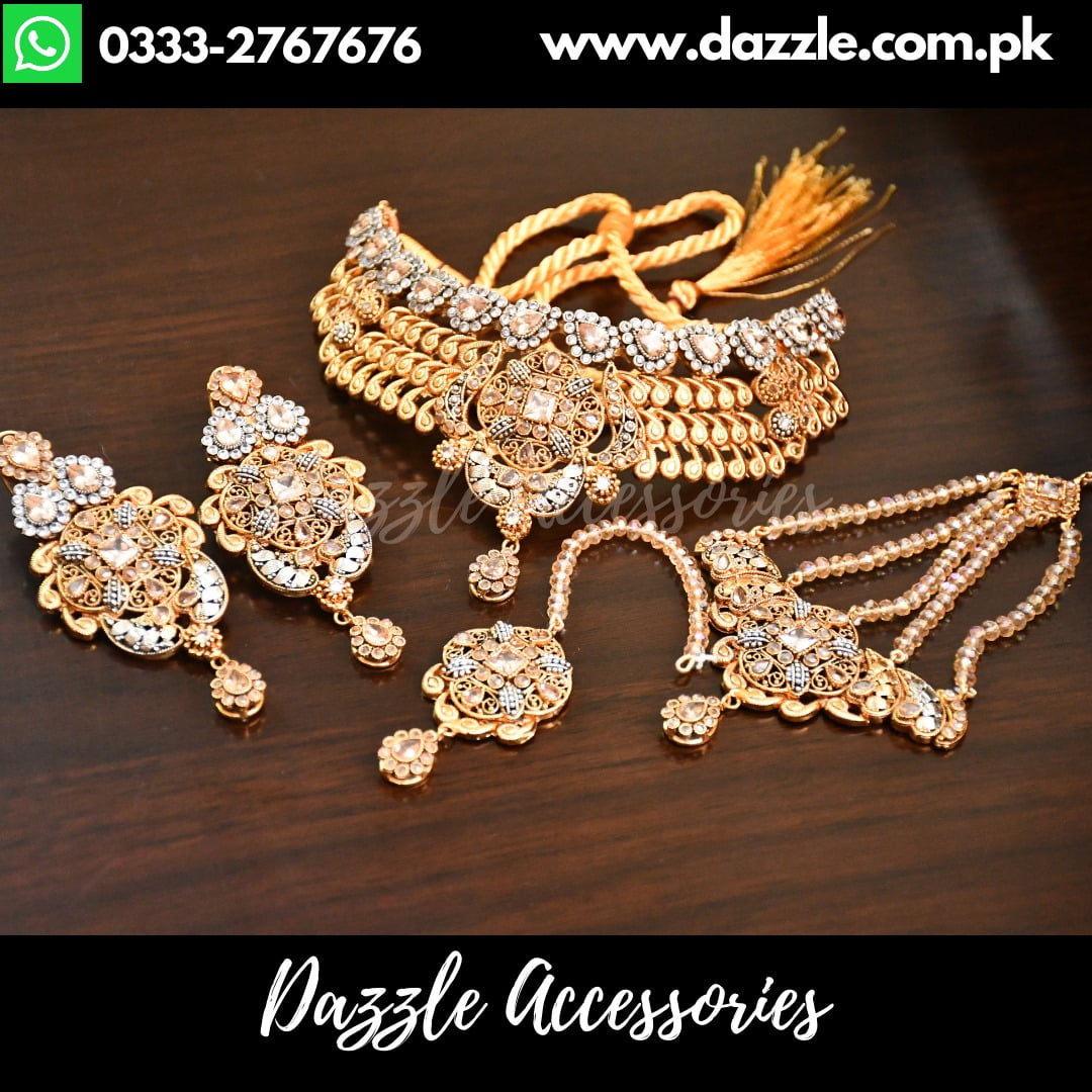 Golden Collar Bridal Set - Dazzle Accessories