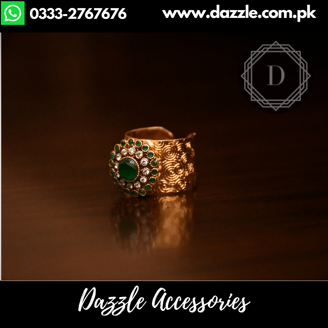 Green Antique Band Ring - Dazzle Accessories