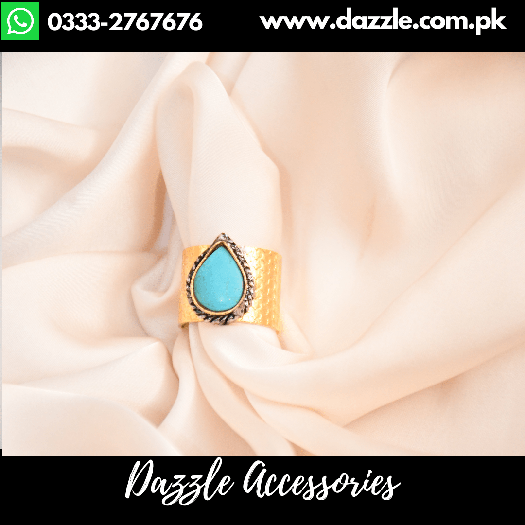 Feroza Stone Beautiful Statement Ring Adjustable Size - Dazzle Accessories