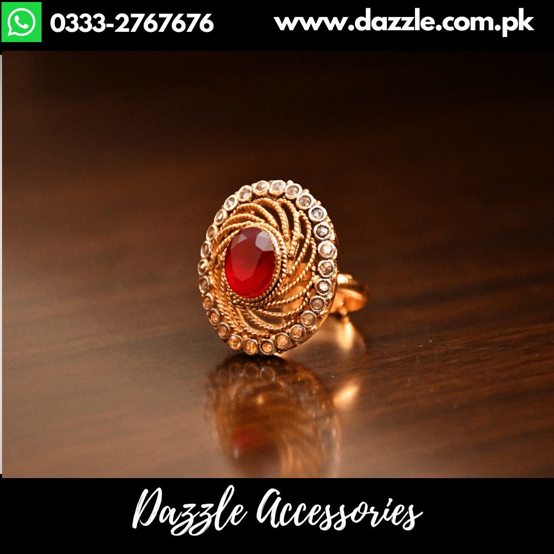 Ruby Red Adjustable Ladies Ring - Dazzle Accessories