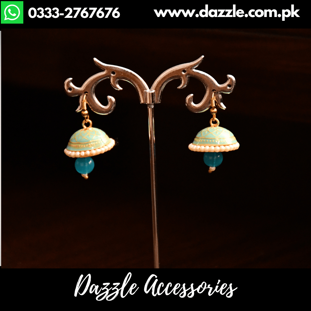 Turquoise Small Jhumki Earrings Dazzle Accessories