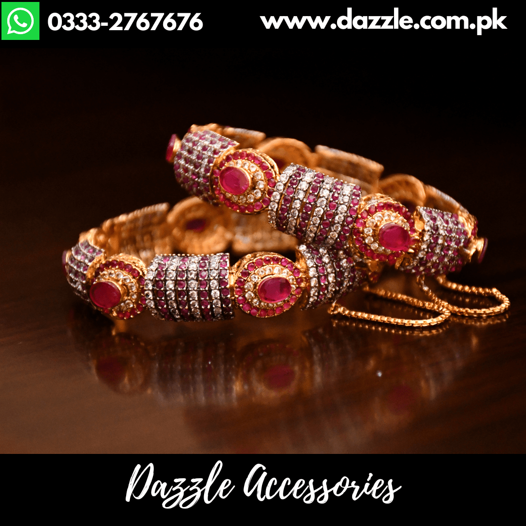 Ruby Statement Openable Bangles Set Dazzle Accessories