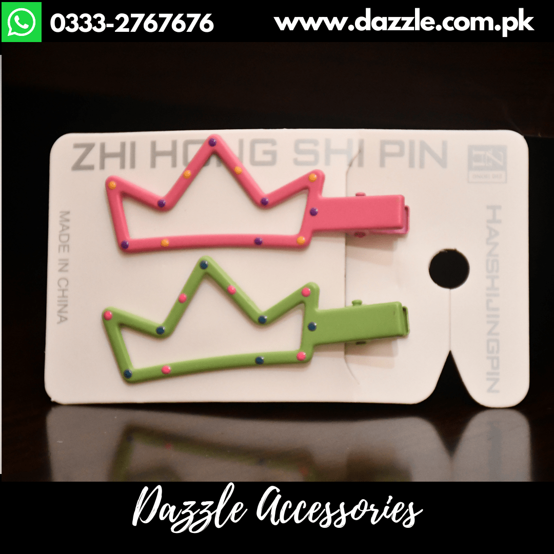 Pink Green Metal Hair Pins For Girls Dazzle Accessories