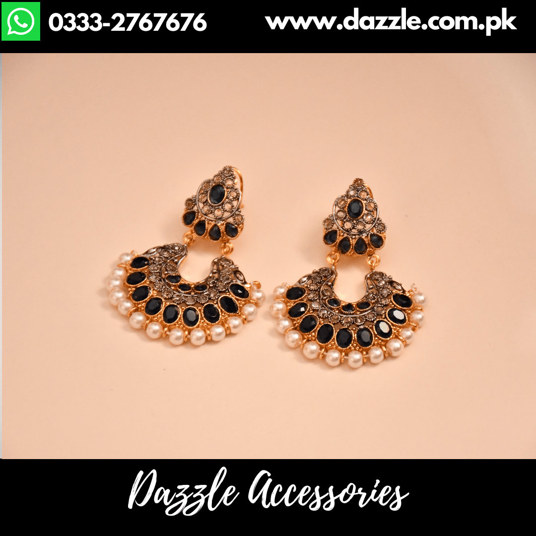 Women's Oxidised Black Colour Necklaceand Earrings - Tehzeeb | Girls  earrings, Earrings, Women