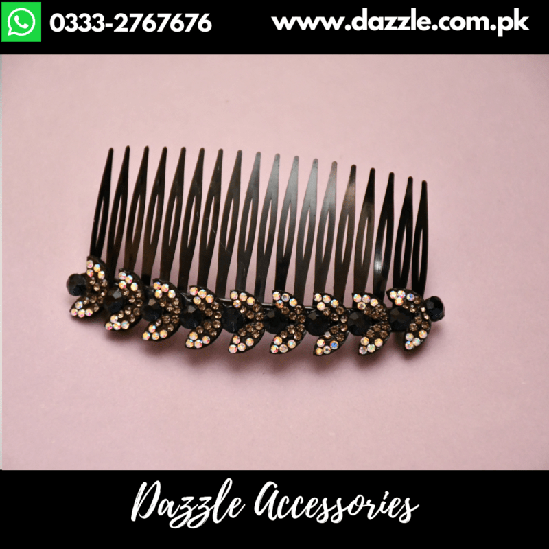 Black Fancy Hair Comb for Girls Dazzle Accessories