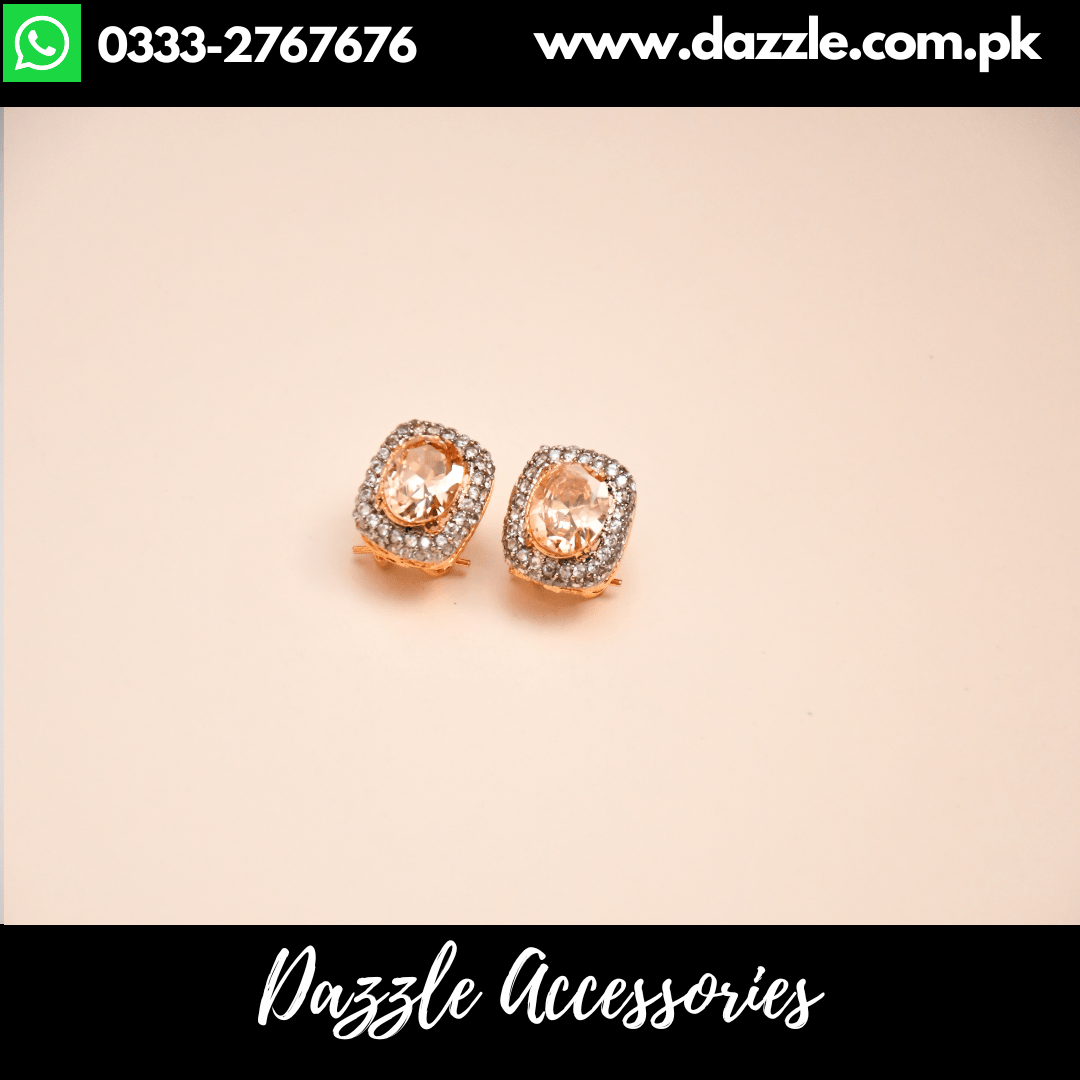 Golden Beautiful Stud Earrings Dazzle Accessories
