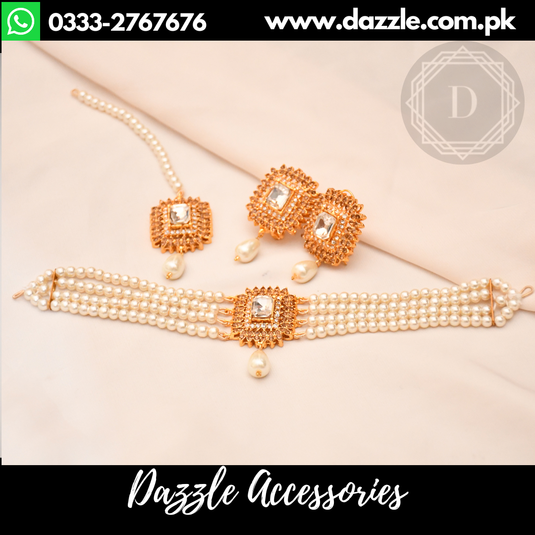 Indian Pearl Bridal Necklace Earrings Jewelry Set (ZV:1560) - Design &  Price in Pakistan - RBCollection.pk