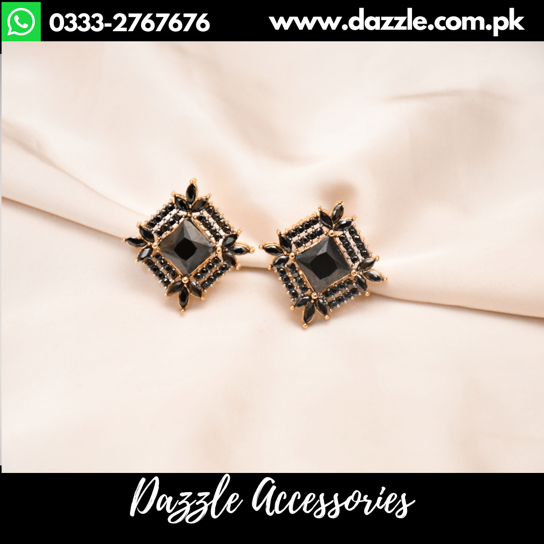 Black Stud Earrings for her Dazzle Accessories