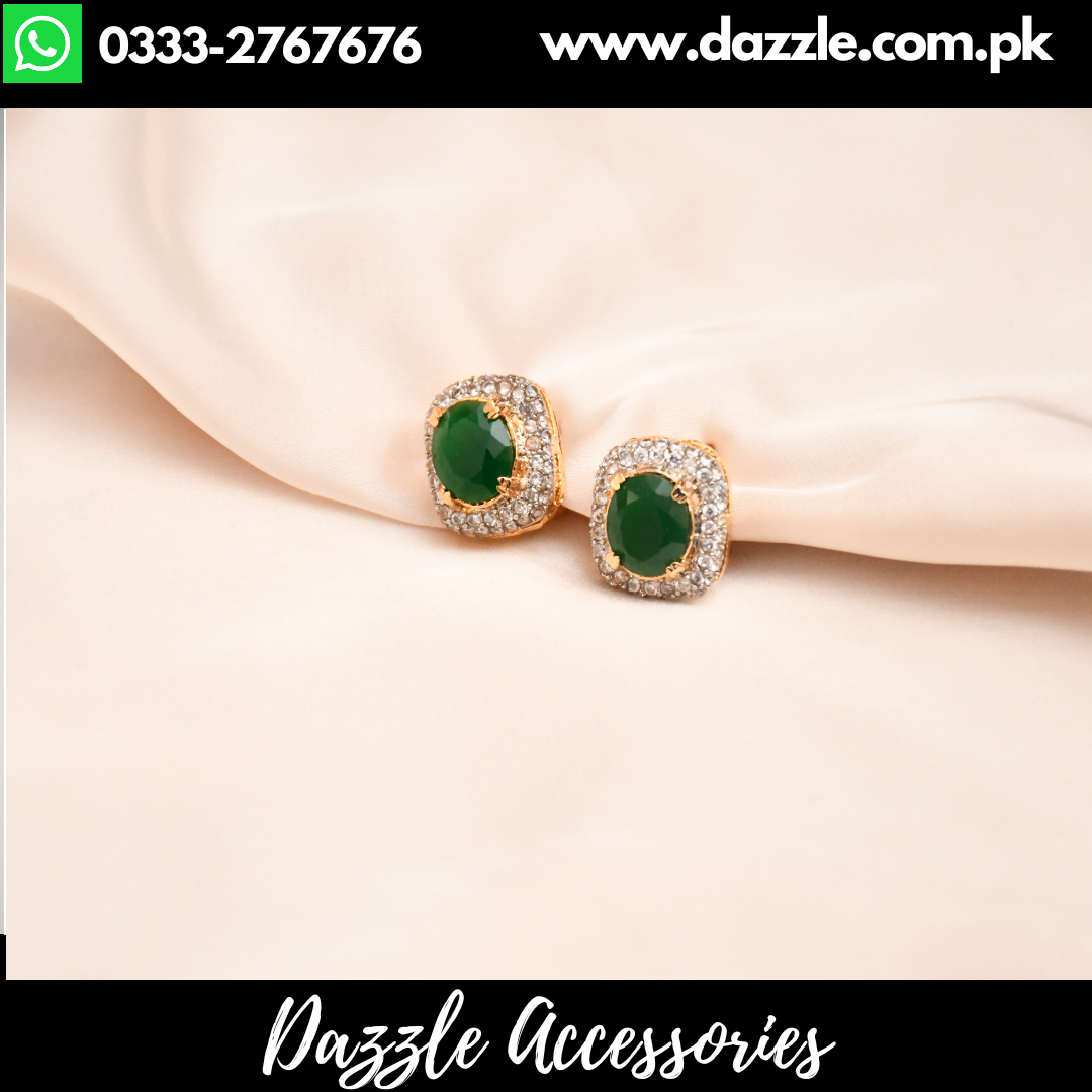 Emerald Green Stud Earrings Dazzle Accessories