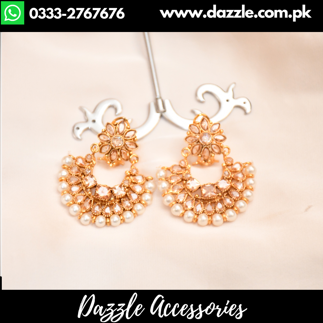 Golden Baali Pearl Earrings - Dazzle Accessories