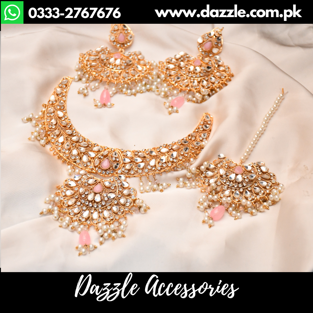 Light Pink Pearl Bridal Set - Dazzle Accessories