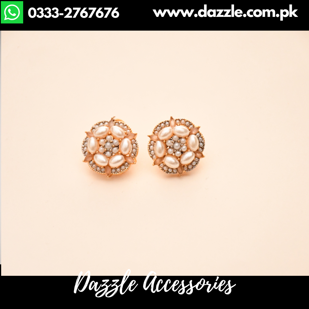 Pearl Round Studded Earrings in Pakistan - Dazzle Accessories