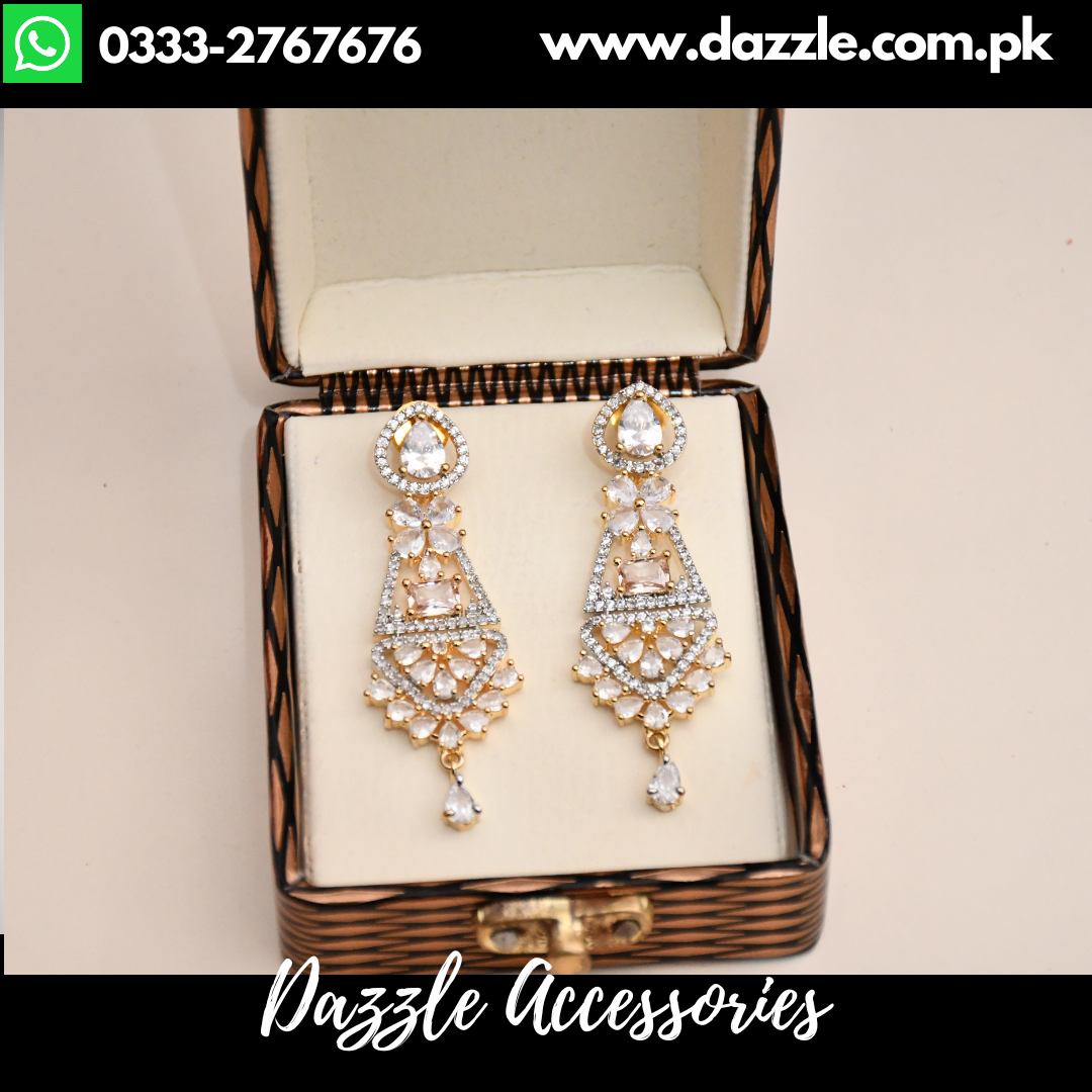 Rose Gold American Diamond (AD) Jhumka Earrings – Amazel Designs
