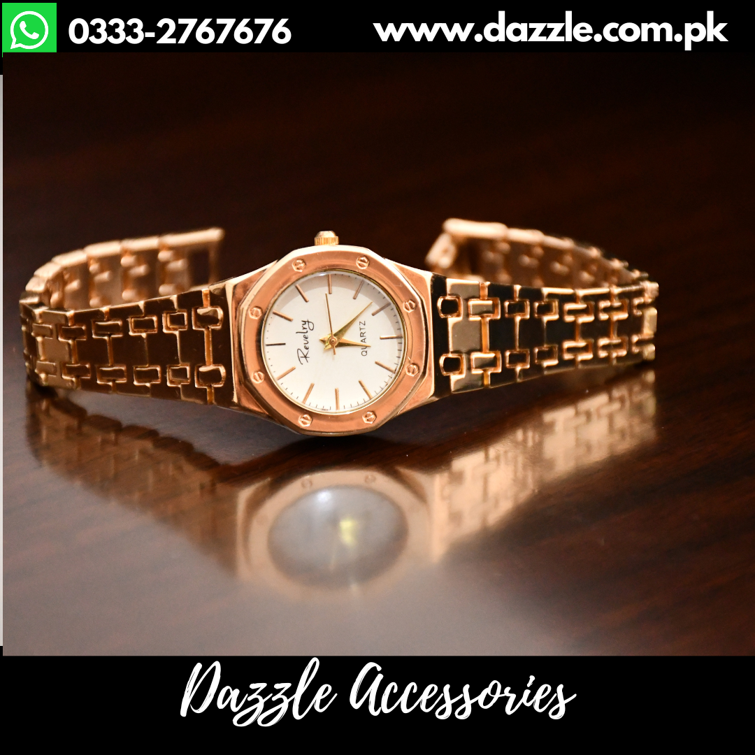 Elegant Golden Ladies Watch Dazzle Accessories