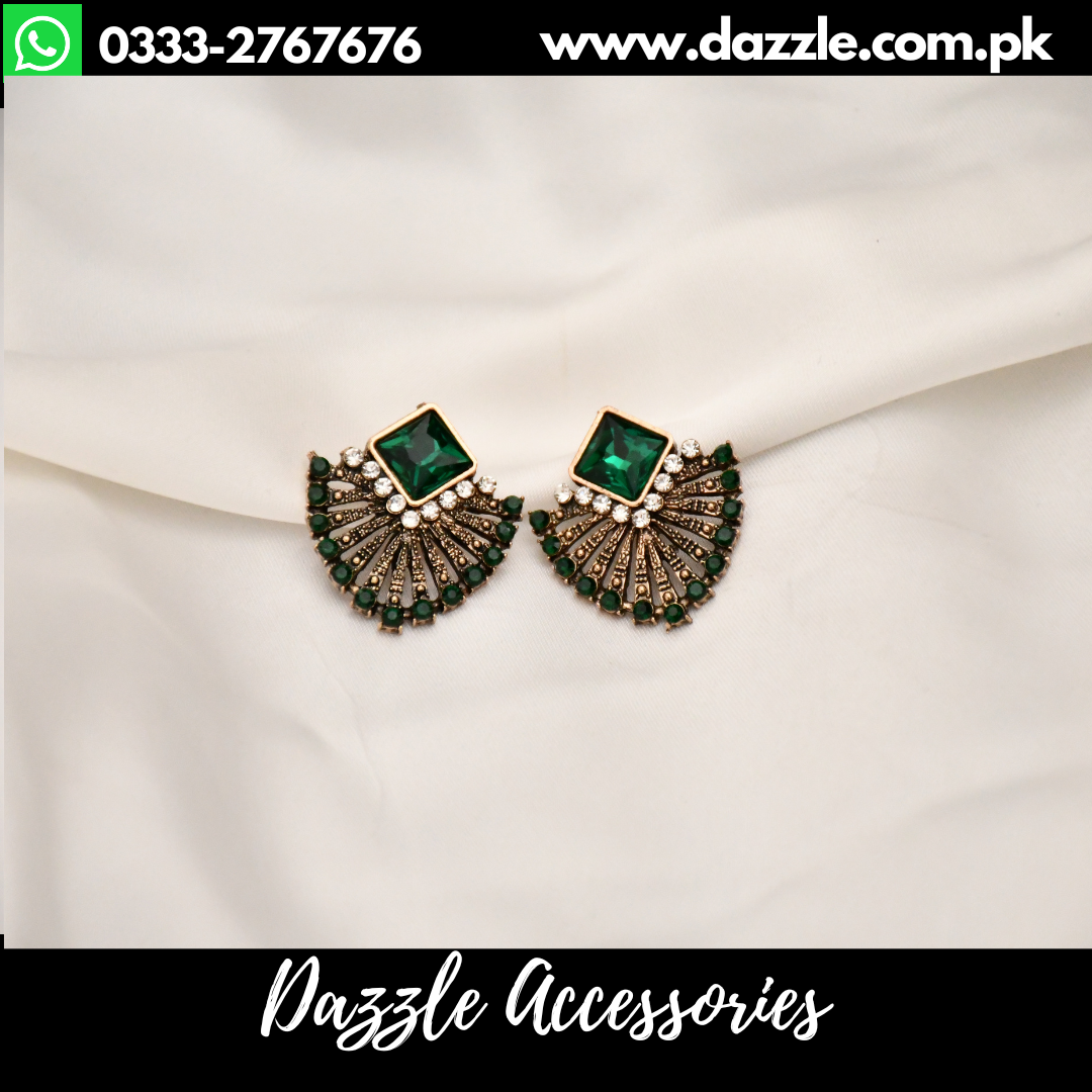 Emerald Green Antique Earrings for her Dazzle Accessories
