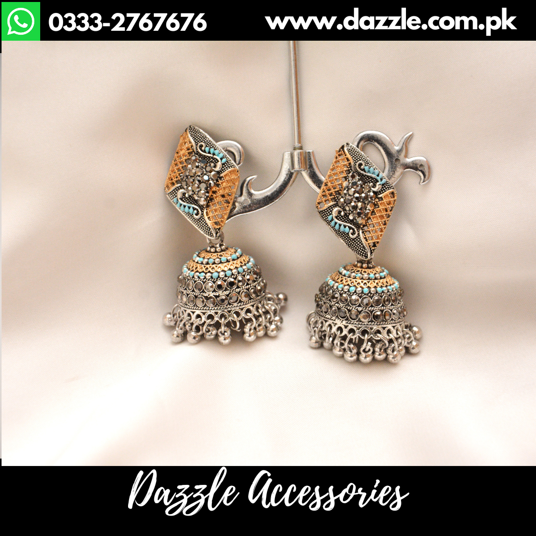 Round Kundan Jhankar Jhumka earrings – Bano Bazaar – Online Shopping in  Pakistan