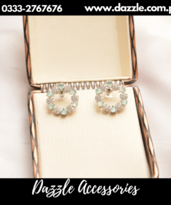 American Diamond Mint Circle Stud Earrings
