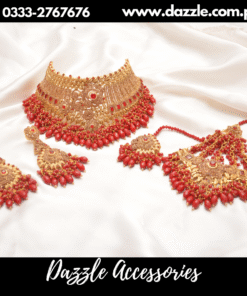 Antique Gold Polish maroon bridal set