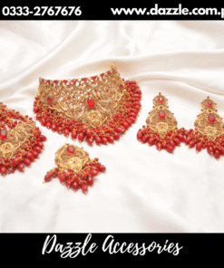 Antique Gold Polish maroon bridal set