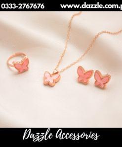Barbie pink butterfly necklace set