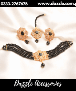 Black Decent Choker with Earrings and bindiya