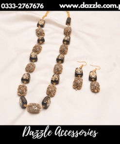 Black Meena Maala with Earrings