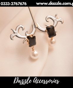 Black pearl drop earrings