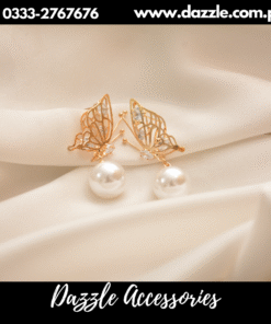 Butterfly pearl dro earrings