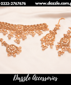 Champagne Choker with statement earrings and bindiya