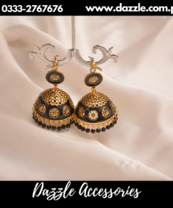 Classic dull Gold black jhumkas