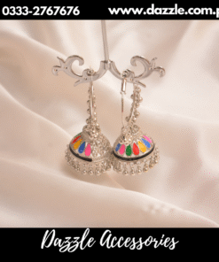 Classic silver multi jhumkas