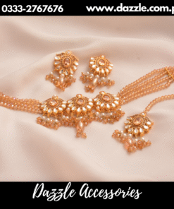 Crystal champagne pearls choker set