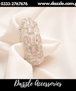 Elegant silver pink karra bangle
