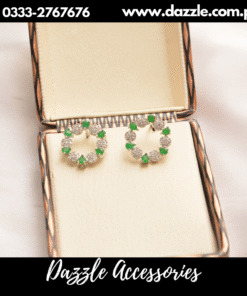 Emerald Green Circle Stud Earrings