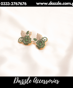 Emerald green floral studs