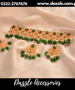 Emerald green pearl drop fancy set