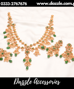 Emerald green pearl drop maala set