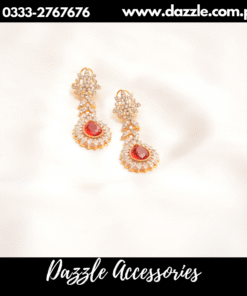 Fresh red diamond cut earrings