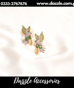 Gold plated emerald bird earrings