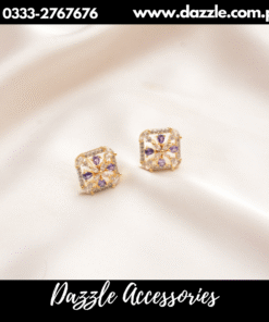 Golden Square Stud Earrings