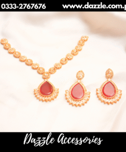 Golden statement red gem set