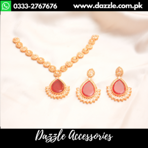 Golden statement red gem set