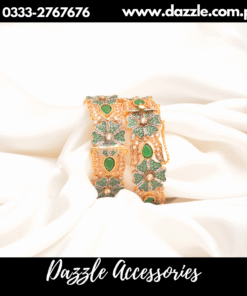 Gorgeous green polka zircon bangles pair
