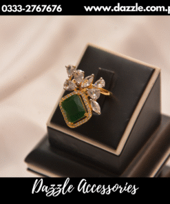 Green Kundan Ladies Ring Adjustable Size