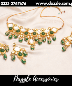 Green Real Kundan Choker with earrings