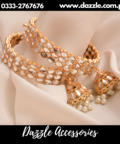 Jhumka drop sheesha kundan bangle pair