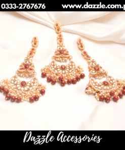 Kaashi design red tikka earrings set