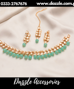 Kundan Inspired Mint Green Choker with earrings and bindiya