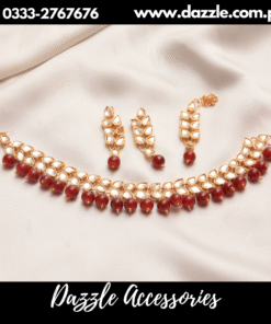 Maroon Single Line Choker with earrings