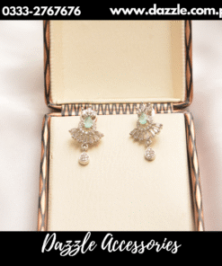Mint Silver American Diamond Drop Earrings